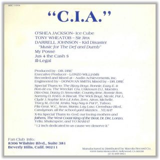 C.I.A. - Cru' In Action! (Back)