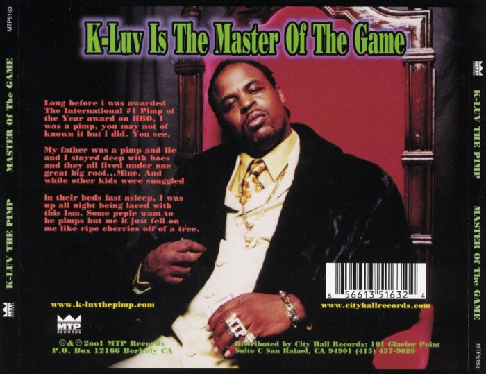 K-Luv The Pimp - Master Of The Game (Back)