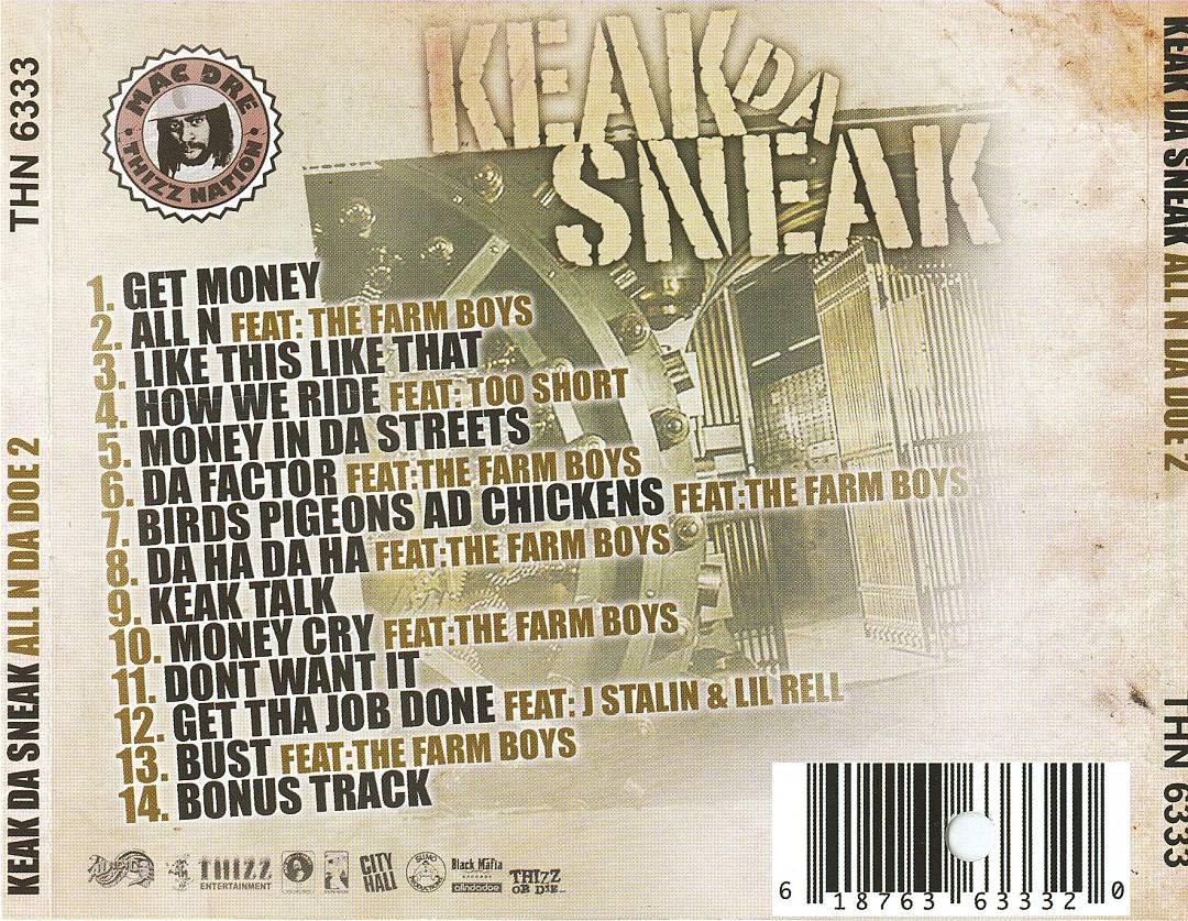 Keak Da Sneak - Thizz Iz All N Da Doe Volume 2 (Back)