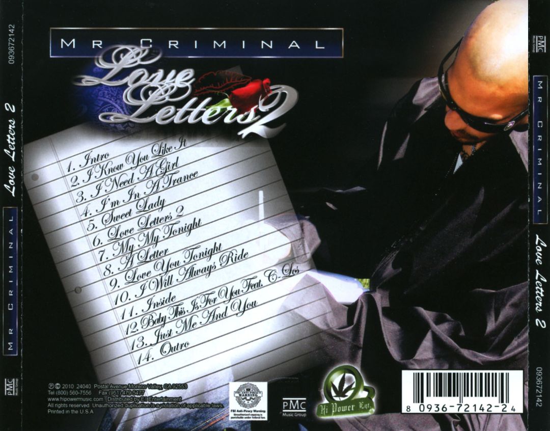 Mr. Criminal - Love Letters 2 (Back)