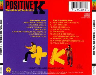 Positive K - The Skills Dat Pay Da Bills (Back)