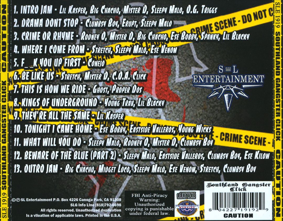 Southland Gangster Click - Caution (Back)